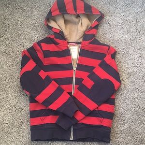 Hanna Andersson Red and Navy Striped Zip Hoodie sz 140 or 10